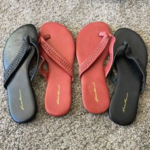 2 pair bundle. Leather strap braided Eddie Bauer sandal